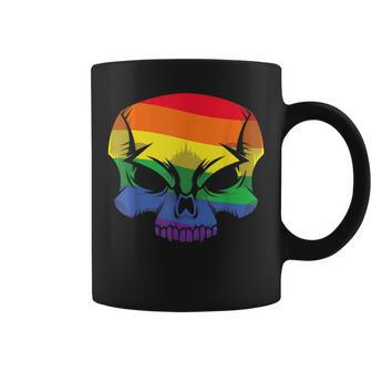 Rainbow Skull Gay Pride Cool Skeleton Proud Lgbt-Q Ally Coffee Mug | Mazezy