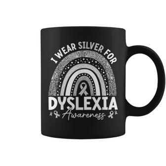 Rainbow I Wear Gray Ribbon For Dyslexia Awareness Coffee Mug - Thegiftio UK
