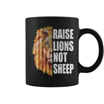 Raise Lions Not Sheep American Flag 4Th Of July Vintage Coffee Mug | Mazezy