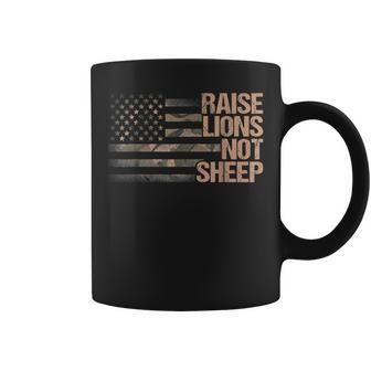 Raise Lions Not Sheep American Flag Patriot Patriotic Coffee Mug | Mazezy CA