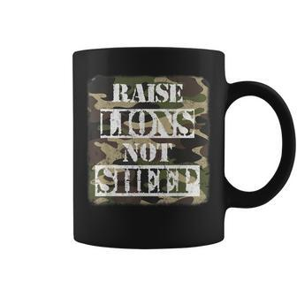 Raise Lions Not Sheep American Patriot Camo Patriotic Lion Coffee Mug | Mazezy CA