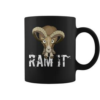 Ram It Wild Buck Pun Bighorn Sheep Drawing Coffee Mug | Mazezy