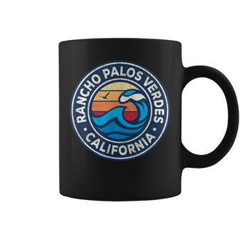 Rancho Palos Verdes California Ca Vintage Nautical Waves Des Coffee Mug | Mazezy