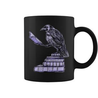 Raven Raven Reading Poetry Lover Raven Reading Funny Designs Funny Gifts Coffee Mug | Mazezy