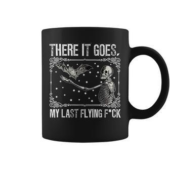 There It Goes My Last Flying Fuck Skeleton Halloween Coffee Mug | Mazezy