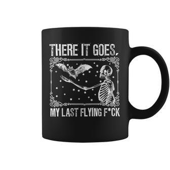 There It Goes My Last Flying Funny Halloween Skeleton Bat Funny Halloween Funny Gifts Coffee Mug | Mazezy