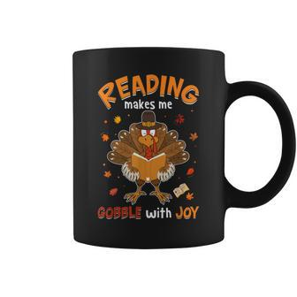 Reading Makes Me Gobble With Joy Turkey Reading Book Fall Coffee Mug - Thegiftio UK