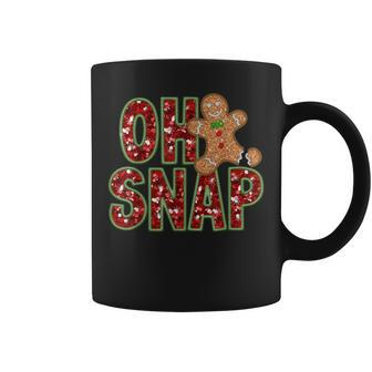 Red Cheerful Sparkly Oh Snap Gingerbread Christmas Cute Xmas Coffee Mug | Mazezy