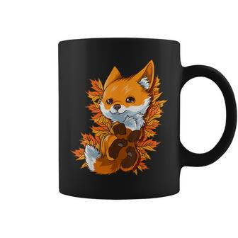 Red Forest Fox Baby Animal Autumn Fall Leaves Coffee Mug | Mazezy