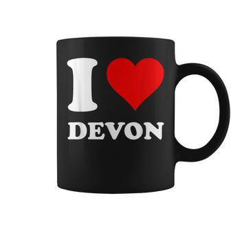 Red Heart I Love Devon Coffee Mug | Mazezy AU