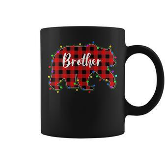 Red Plaid Brother Bear Xmas Lights Matching Pajama Family Funny Gifts For Brothers Coffee Mug | Mazezy