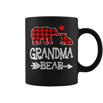 Red Plaid Grandma Bear Christmas Pajama Matching Family Coffee Mug - Seseable