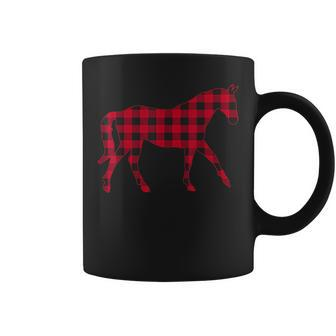 Red Plaid Horse Christmas Pajamas Buffalo Family T  Gifts For Buffalo Lovers Funny Gifts Coffee Mug