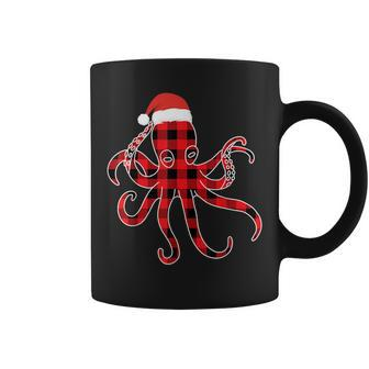 Red Plaid Octopus Pajama Family Buffalo Christmas Coffee Mug | Mazezy