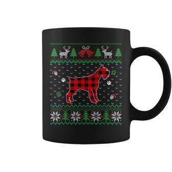 Red Plaid Schnauzer Dog Lover Ugly Christmas Sweater Coffee Mug - Monsterry UK