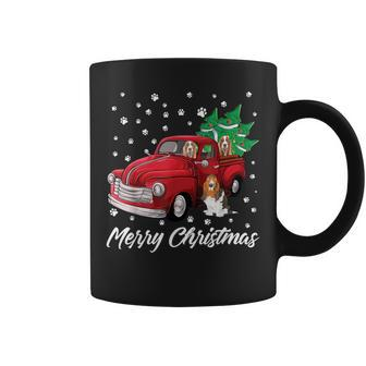 Red Truck Merry Christmas Tree Basset Hound Christmas Coffee Mug | Mazezy