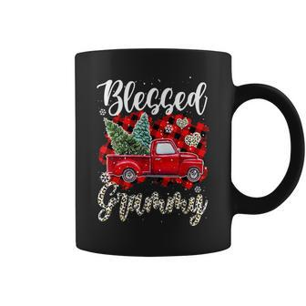 Red Truck Plaid Xmas Tree Blessed Grammy Family Christmas Coffee Mug | Mazezy