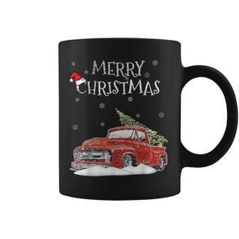 Red Vintage Truck Retro Christmas Tree Pickup Xmas Holidays Coffee Mug | Mazezy