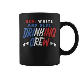 Red White And Blue Drinking Crew Funny Usa 4Th Of July Party Coffee Mug | Mazezy