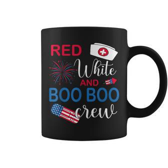 Red White And Boo Crew Funny Nurse Usa Flag 4Th Of July Coffee Mug - Seseable