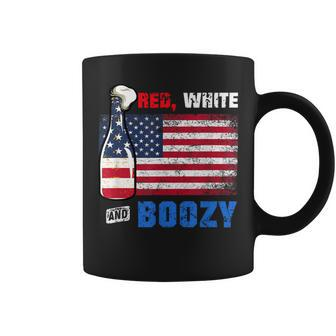 Red White And Boozy 4Th Of July Funny Drinking Coffee Mug - Monsterry UK