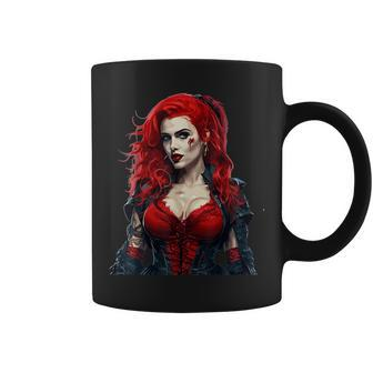 Redheaded Vamp Female Vampire Vampire Halloween Horror Halloween Coffee Mug | Mazezy