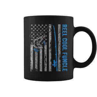Reel Cool Funcle Fathers Day American Flag Fishing Coffee Mug | Mazezy