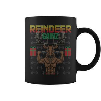Reindeer Gainz Brodolf Ugly Christmas Sweater Gym Workout Coffee Mug - Seseable