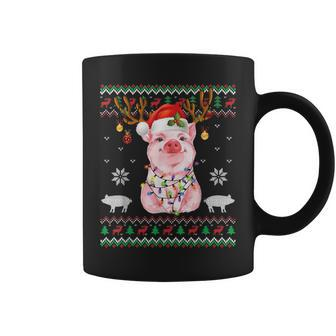 Reindeer Pigs Santa Hat Christmas Ugly Sweater Xmas Coffee Mug | Mazezy
