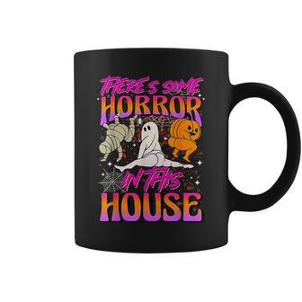 There's Some Horrors In This House Ghost Pumpkin Halloween Coffee Mug - Monsterry DE