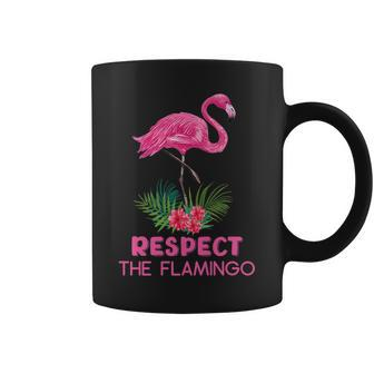 Respect The Flamingo Watercolor Pink Flamingo Saying Women Coffee Mug | Mazezy