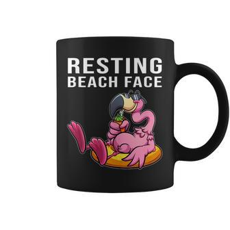 Resting Beach Face Flamingo Good Vibes Palm Tree Tropical Coffee Mug | Mazezy
