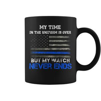 Retired Police Officer Us Flag Thin Blue Line Patriotic Coffee Mug | Mazezy