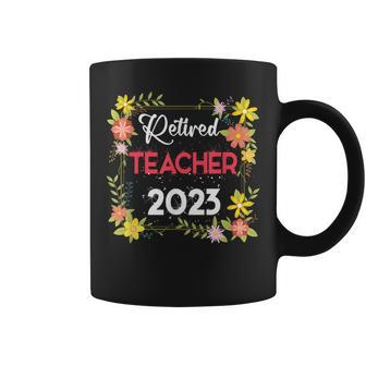 Retired Teacher 2023 Costume Funny Retirement Flowers Coffee Mug | Mazezy