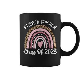 Retired Teacher Class Of 2023 Off Duty Leopard Rainbow Coffee Mug | Mazezy