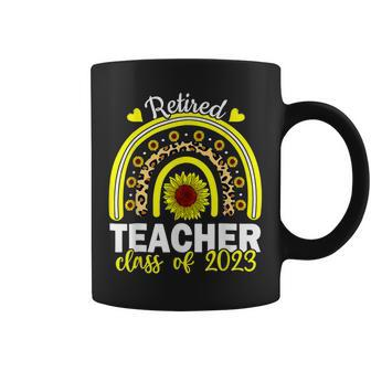 Retired Teacher Class Of 2023 Rainbow Sunflower Retirement Coffee Mug | Mazezy
