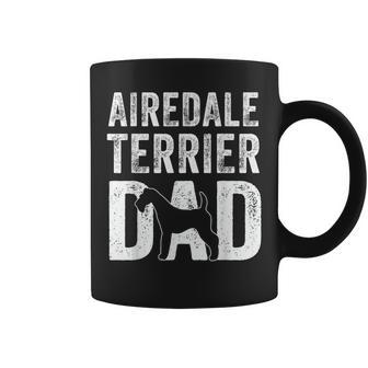 Retro Airedale Terrier Dad Papa Fathers Day Dog Silhouette Coffee Mug | Mazezy