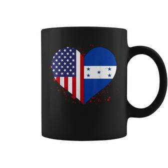 Retro American Honduras Heart Flag Hispanic Heritage Month Coffee Mug - Seseable