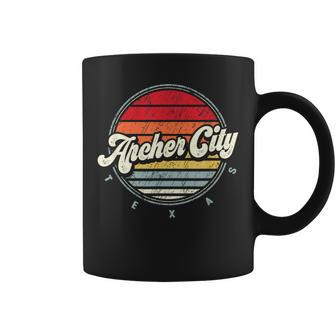 Retro Archer City Home State Cool 70S Style Sunset Coffee Mug | Mazezy