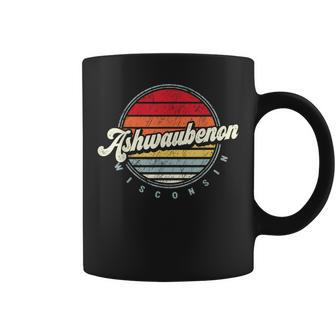 Retro Ashwaubenon Home State Cool 70S Style Sunset Coffee Mug | Mazezy