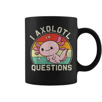 Retro I Axolotl Questions Cute Axolotl Coffee Mug - Seseable