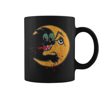 Retro Creepy Cat Bloody Moon Attack Horror Creepy Coffee Mug | Mazezy