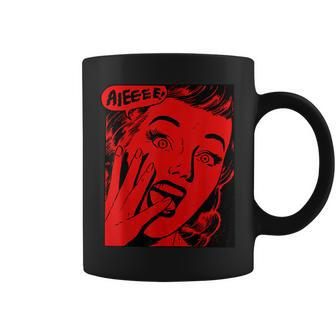 Retro Creepy Halloween Scream Horror Girl Screaming For Life Halloween Coffee Mug | Mazezy
