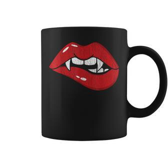 Retro Dracula Vampire Red Lips Th Bite Halloween Costume Coffee Mug - Monsterry DE