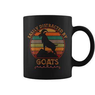Retro Farmer Funny Goat Lover Easily Distracted By Goats Gifts For Goat Lovers Funny Gifts Coffee Mug | Mazezy