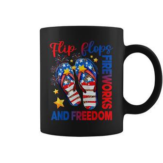 Retro Flip Flops Fireworks & Freedom American Flag Summer Freedom Funny Gifts Coffee Mug | Mazezy