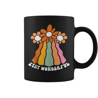 Retro Flower Power Swirl Rainbow 60S 70S Stay Wonderful 70S Vintage Designs Funny Gifts Coffee Mug | Mazezy