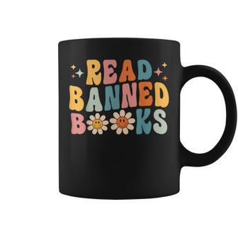 Retro Flower Read Banned Book Reading Book Lovers Readers Reading Funny Designs Funny Gifts Coffee Mug | Mazezy
