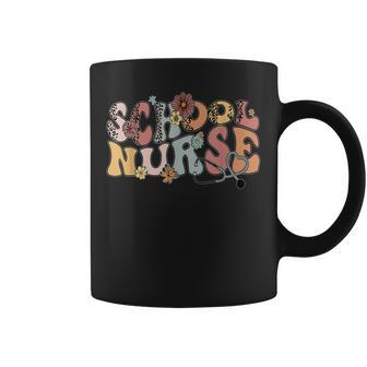 Retro Groovy Floral School Nurse Appreciation Back To School Coffee Mug - Seseable