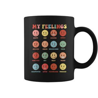 Retro Groovy Rainbow Feelings Chart Hippie Smile Face Trendy Coffee Mug - Monsterry DE